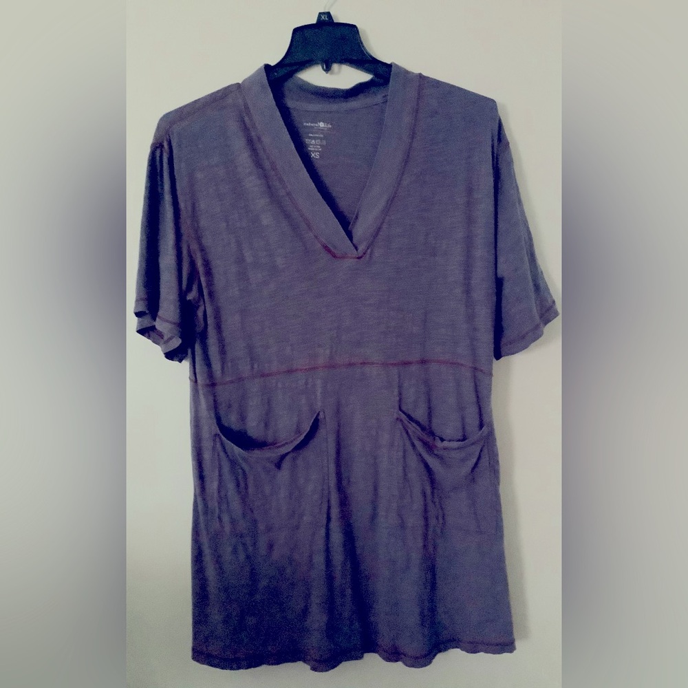NWOT Natural Life Mini Dress Deep V-Neck Purple 100% Cotton Size XS